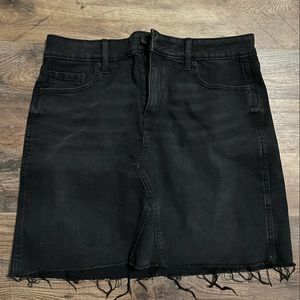 Black denim high waisted distressed skirt!